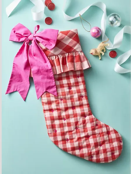 Gingham Bow Stocking